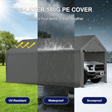 Carport, 10x20ft Heavy Duty Car Port, Portable Garage with Removable Sidewalls & Doors, Carports Canopy Car Shelter with Waterproof Tarp for Car Boat Truck Party (Grey, 10x20 with sidewalls) TANGJEAMER