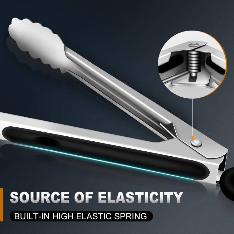 Tongs For Cooking - Heat Resistant 600 Degrees Stainless Steel Kitchen Tong,Heavy Duty Metal Locking Tongs - Perfect for Food,Salad and BBQ set of 3 (7",9" and 12") Dishwasher Eddeas