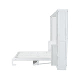 Merax Queen Size Murphy Bed with Desk and Bookshelf, White Merax