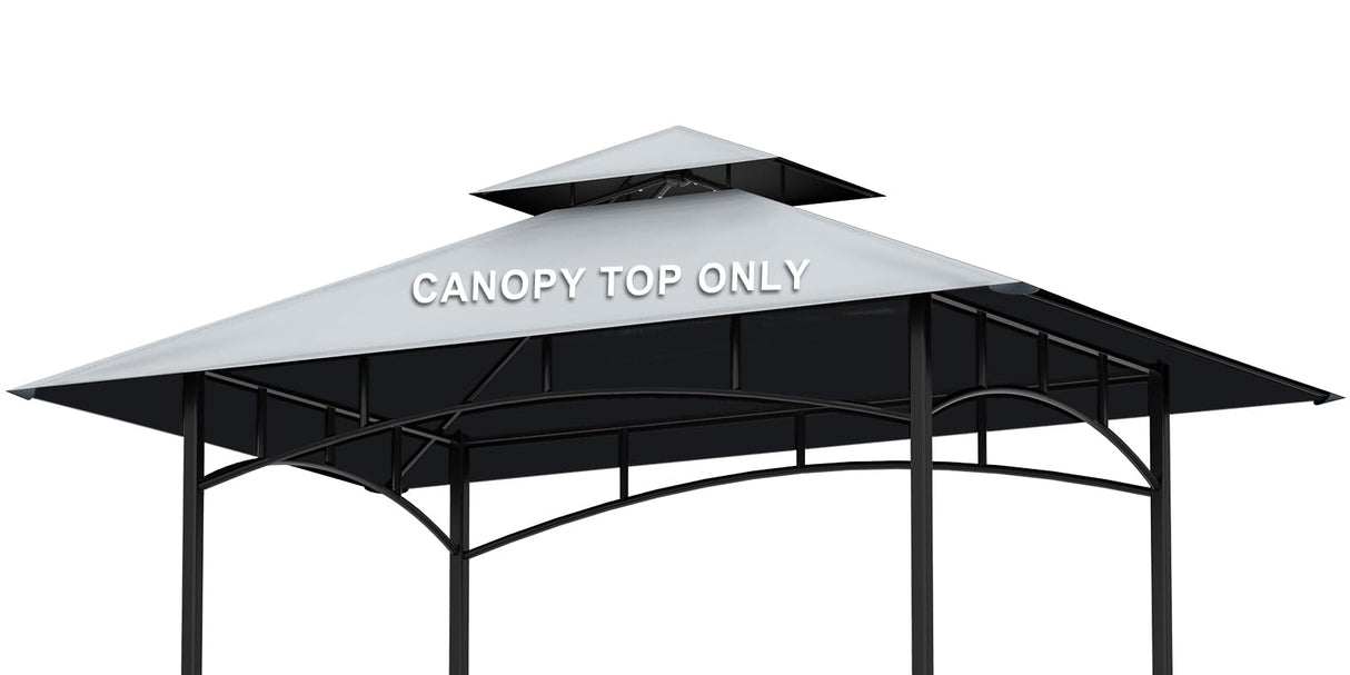 Grill Gazebo Replacement Canopy Top - AONEAR 5'x8' Outdoor BBQ Tent Roof Cover Double Tiered Outdoor Grill Shelter Fit for Model L-GG001PST-F (Gray) aonear