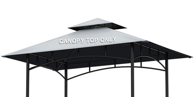 Grill Gazebo Replacement Canopy Top - AONEAR 5'x8' Outdoor BBQ Tent Roof Cover Double Tiered Outdoor Grill Shelter Fit for Model L-GG001PST-F (Gray)
