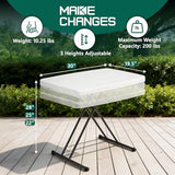 MAKE CHANGES Folding Table 30 Inch - Small Desk Adjustable Height TV Tray for Laptop, Couch, Camping - Heavy Duty Utility Foldable Table for Small Spaces, No Assembly Required, White Granite MAKE CHANGES