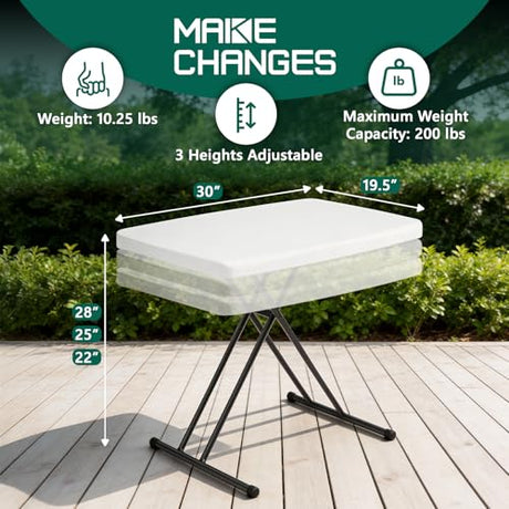 MAKE CHANGES Folding Table 30 Inch - Small Desk Adjustable Height TV Tray for Laptop, Couch, Camping - Heavy Duty Utility Foldable Table for Small Spaces, No Assembly Required, White Granite MAKE CHANGES