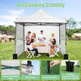 Tangkula 10x10 FT Pop Up Canopy, Outdoor Tent with 3 Sidewalls & Awning, Wheeled Bag, 4 Sandbags, 8 Stake, 4 Ropes, Portable Canopy Tent for Party Picnic Event Beach Camping (White) Tangkula