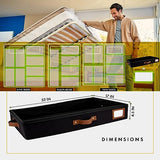 HOMELUX THEORY 2pc Low Profile Under Bed Storage Containers, Thin Under Couch Storage Organizer with Bins & Lids, Underbed Storage Box Ideal for Seasonal Clothes, Blankets, Fabric & Shoes (Black) HOMELUX THEORY