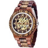 Dentily Automatic Movement Wooden Watch Skeleton Wood Watch Self-Winding Watches for Men Dentily