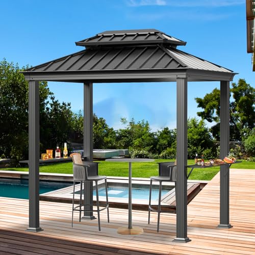 Modern Shade Grill Gazebo 6' X 8', Aluminum BBQ Gazebos with Shelves and Paper Towel Holder, Grill Canopy with Galvanized Steel Roof, Grill Gazebo with USB and USB-C charging ports for Patio Modern Shade Outdoor Living Spaces