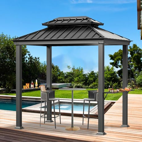 Modern Shade Grill Gazebo 6' X 8', Aluminum BBQ Gazebos with Shelves and Paper Towel Holder, Grill Canopy with Galvanized Steel Roof, Grill Gazebo with USB and USB-C charging ports for Patio Modern Shade Outdoor Living Spaces