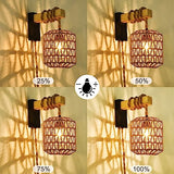 Capslad Plug in Wall Sconces Set of Two Dimmable Boho Rattan Wall Lamp with Wood Arm Rustic Wall Mount Lamp with Hemp Rope Cord Farmhouse Wall Light Fixture for Bedroom Living Room Hallway Entryway Capslpad