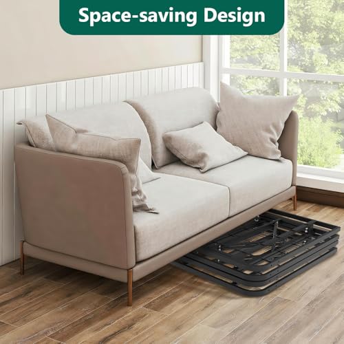FurniEdge Full Size Folding Bed Frame, Heavy Duty Full Metal Platform with 14" Underbed Storage, Easy Tool-Free Assembly, No Box Spring Needed FurniEdge
