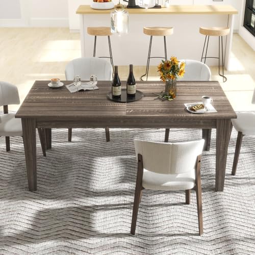 SoarFlash 5 Piece Extendable Dining Table Set for 4-8 Person, Wooden Dining Room Table with 4 Chairs for Gatherings, Meeting for Small Kitchens, Dining Office Areas(Grey/Grey) SoarFlash