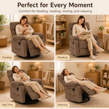 Super Soft Brown Rocking Chair Nursery Recliners, Small Recliner Rocking Chair for Small Spaces, Manual Swivel Glider Recliner for Living Room Bedroom Office, Corduroy, Adjustable Backrest (Brown)