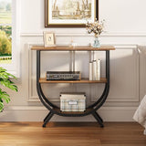 Trironsun 3 Tier Console Table with Storage 30" Height Entryway Table with Open Shelves Industrial Sofa Table Behind Couch for Living Room Hallway Entrance (Rustic Brown) Trironsun