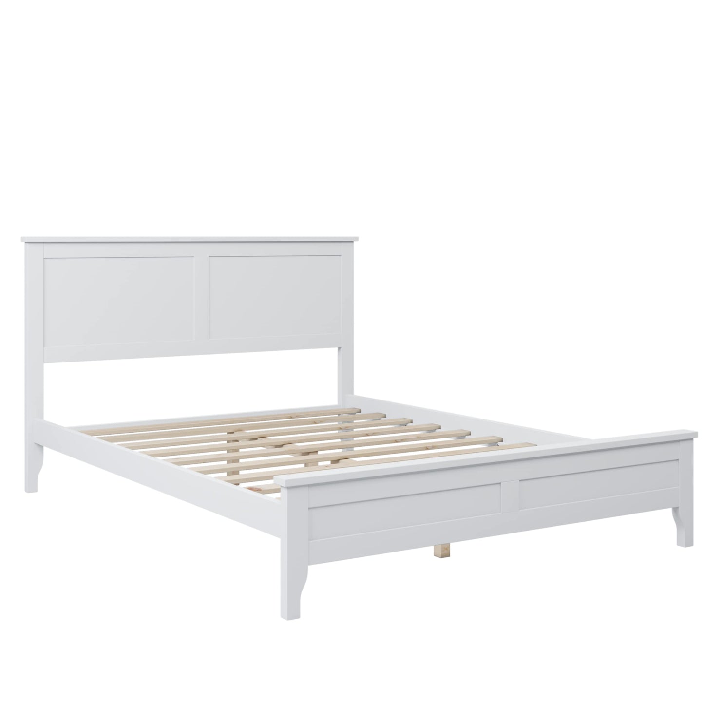 LZ LEISURE ZONE Modern Full Size Platform Bed Frame in White, Durable Solid Wood with No Box Spring Needed - WoodArtSupply