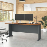 Bush Business Furniture Series A 72W Desk in Natural Cherry and Slate Bush Business Furniture