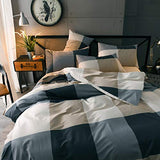 mixinni Full Comforter Set Men Boys Geometric Checkered Plaid Printed Bedding Comforter for All Season Soft Lightweight Bedding Set-Full Size mixinni