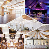 50ftx40ft White Ceiling Curtain for Wedding Parties – 10 Panels Wrinkle-Free 40 FT Long Tent Draping Curtains for Wedding, Birthday & Theme Parties, 40ft Height with Rod Pocket Party Village