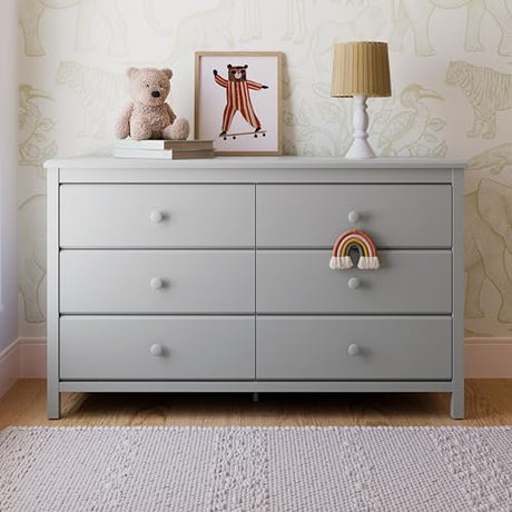 Storkcraft Alpine 6-Drawer Dresser (Pebble Gray) – GREENGUARD Gold Certified, Gray Dresser for Bedroom, Kids & Nursery Storage Drawers, Safety Interlocking Drawers, Pre-Installed Tracks, Kids Bedroom Storkcraft
