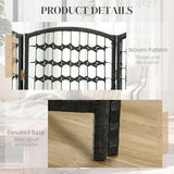 HOMCOM 8 Panel Room Divider, Folding Privacy Screen, 5.6' Room Separator, Wave Fiber Freestanding Partition Wall Divider, Black HOMCOM