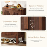 Tribesigns Shoe Cabinet with Doors, 5-Tier Shoe Storage Cabinet with Adjustable Shelves, 20 Pairs Wooden Shoe Rack Organizer, Tall Narrow Shoe Cabinet for Entryway, Hallway, Living Room, Walnut Tribesigns