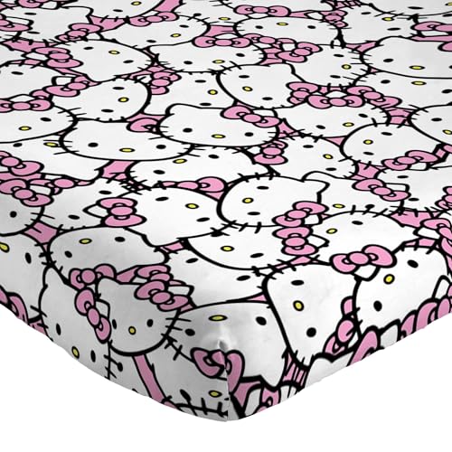 Jay Franco Sheet Set with Fitted, Flat Sheets & Pillow Cover - Ultra-Soft Bedding with Pillowcase for Room Decor, Multi - Hello Kitty, 3 Piece Twin Jay Franco