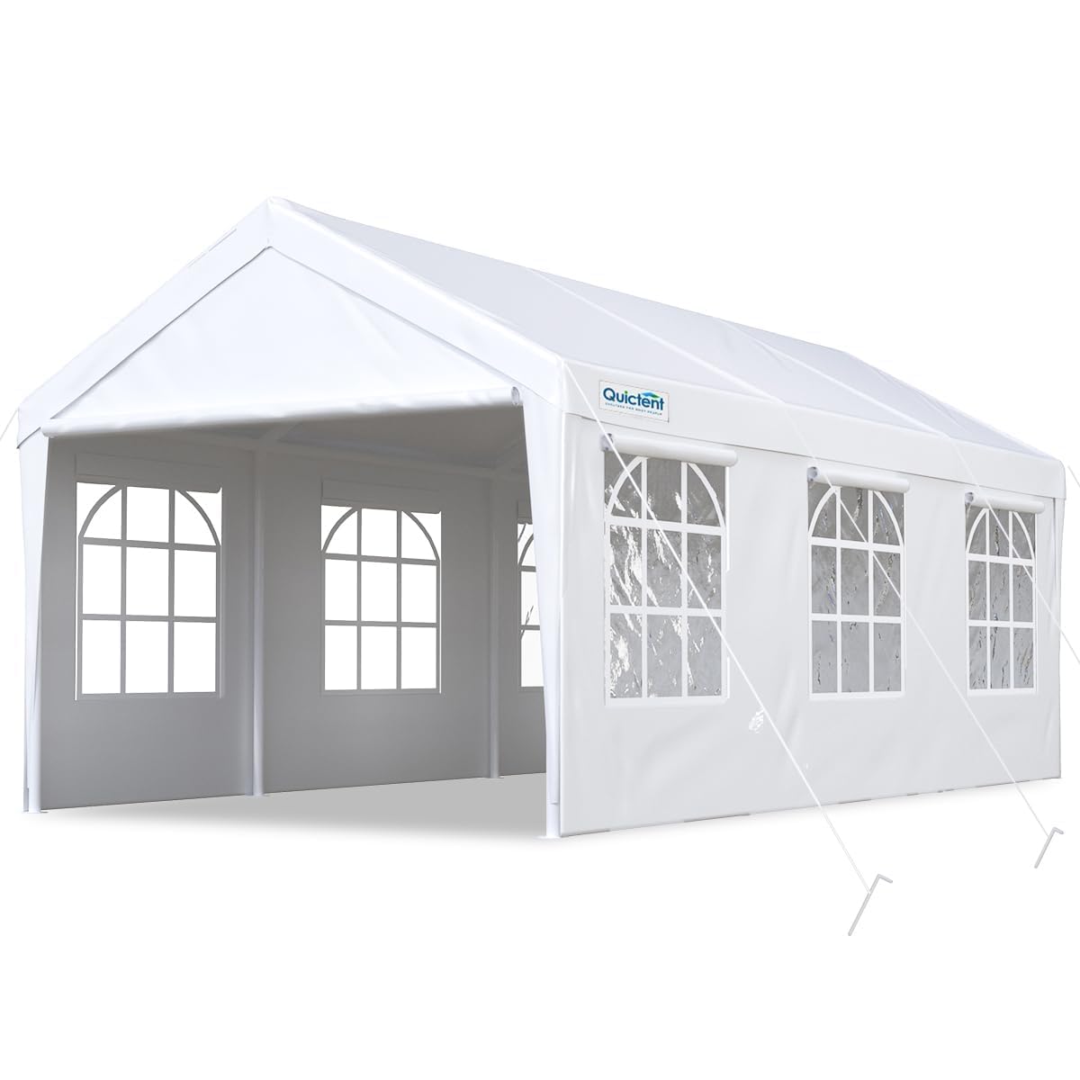 Quictent 10x20 ft Heavy Duty Carport Car Canopy Garage Outdoor Boat Shelter Party Tent with Sidewalls and Rollable Windows -White - WoodArtSupply