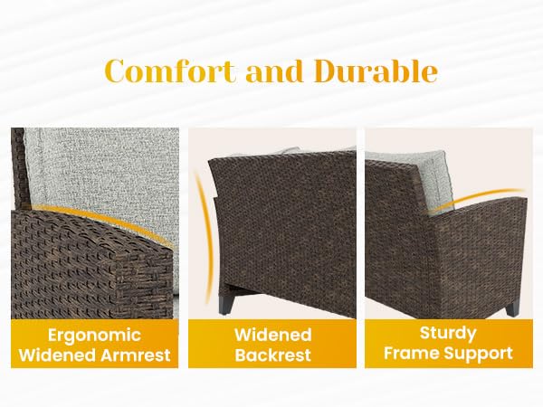 Aluminum Patio Sofa Outdoor Couch with Upgraded Cushions, All-Weather Outdoor 3 Seats Sofa Couch for Pool Garden Porch Backyard, Grey SUNVIVI OUTDOOR