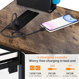 VINGLI Twin Metal Loft Bed Frame with 15 Inches Safety Guardrail, Non-Slip Ladder, 2 Charging Stations, L-Shaped Desk, Storage Shelve, 4 Drawers, LED Lights, for Kids, No Box Spring Needed, Black VINGLI