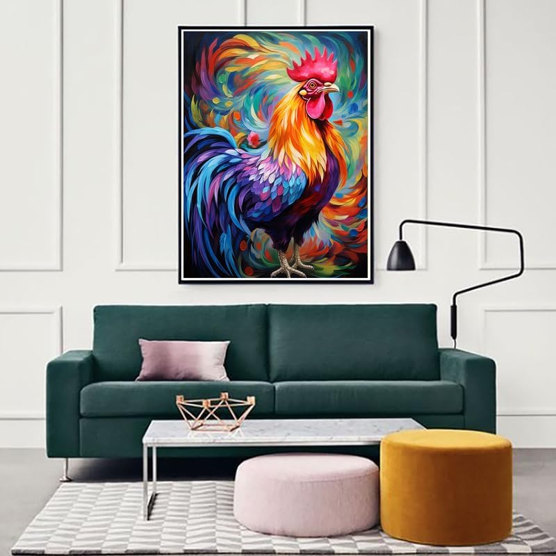 Zariocy Paint by Numbers Kits for Adults -Animals DIY Oil Paintings Canvas Acrylic Paint Set - Rooster Paint by Numbers Kit for Beginners and Ideal for Home Decor 16x20 inch-638 Zariocy