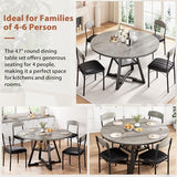 Round Dining Table Set for 4, Kitchen Table and Chairs for 4, Circle Table Round Pedestal Dining Room Dinner Dinette Table Set,5 Piece Space Saving Wood Kitchen & Dining Room Tables (Grey, 42In) Jocoevol