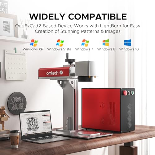 OMTech 30W MOPA Fiber Laser Marking Machine with LightBurn, High-Speed Metal Laser Engraver, 7x7 Inch Work Area, Color Marking for Metal Jewelry, Aluminum, Stainless Steel, and More OMTech