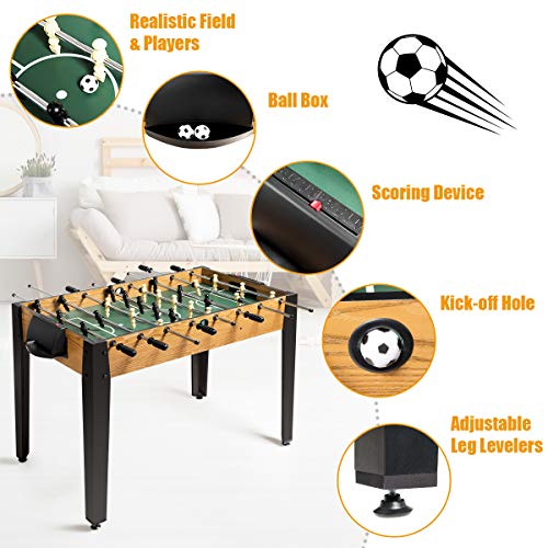 Giantex Foosball Table, Wooden Soccer Table Game w/Footballs, Suit for 4 Players, Competition Size Table Football for Kids, Adults, Football Table for Game Room, Arcades (48 inch, Wood) - WoodArtSupply