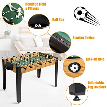 Giantex Foosball Table, Wooden Soccer Table Game w/Footballs, Suit for 4 Players, Competition Size Table Football for Kids, Adults, Football Table for Game Room, Arcades (48 inch, Wood) - WoodArtSupply