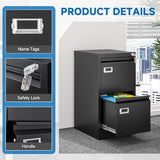 BYNSOE 2 Drawer File Cabinet with Lock Metal Vertical Filing Storage Cabinet Office Home Steel Vertical File Cabinets for A4 Legal/Letter Size Narrow File Cabinet Locked,Assembly Required BYNSOE
