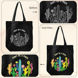 Louise Maelys Cactus Embroidery Kit Canvas Tote Bag for Beginners,Cross Stitch Kits for Adults,DIY Funny Plant Flowers Pattern,Women Shopping Reusable Grocery Bags