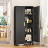 GAIOUS Metal Storage Cabinet With 2 Doors and 3 Adjustable Shelves, Black Kitchen Pantry for Food, Utility Cabinet for Laundry Room, Cupboard GAIOUS