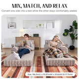 KSTNLUXQ 79" Corduroy Sofa Bed Sleeper Couch, 6-in-1 Convertible Boneless Floor Futon Loveseat, High-Density Foam Couch in a Box with 2 Headrest Pillows, No Assembly, Red and White KSTNLUXQ