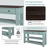 48'' Solid Wood Console Table, Modern Entryway Sofa Side Table with 3 Storage Drawers and 2 Shelves. Easy to Assemble (Green) Quarte