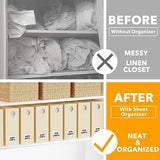 SpaceAid 8 Pack Bed Sheet Organizers and Storage, Foldable Sheet Organizer for Linen Closet, Sheets Set Folder Keeper with Window XL (Queen & King Size) Bedding Container (Beige, 8 Pack) SpaceAid