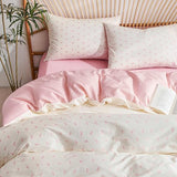 CCoutueChen 100% Cotton Duvet Cover Queen Pink Bow Bedding Set for Girls Kids Cute Bowknot Duvet Cover Set, Soft Comfy 3 Pieces, 2 Pillowcases, Zipper Closure CCoutueChen