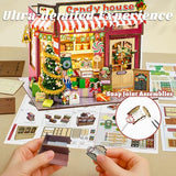 Flever DIY Miniature House Kit, Tiny Home Kit with LED Light, Mini House Build Craft Kits for Adults and Teens, Home Decor Creative Gift for Family/Friends (Christmas Candy House)