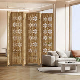 Casaphoria 6 Panels Room Divider, Folding Screen Room Divider with Snowflake Pattern for Home Office, Restaurant and Bedroom, Paulownia Wood, 95" W x 67" H (Natural) Casaphoria
