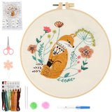 JOINRUN Beginner Embroidery Kit for Adults, Fox Cross Stitch Kits with 7.9" Hoop, Threads, Needles, Learn Stitches with Pre-Printed Patterns, Video Tutorial, DIY Needlework Craft Gift for Women