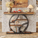 Huuger 41.3 Inch Entryway Table, Industrial Console Sofa Table with Storage, Accent Table with Shelves, for Entry, Hallway, Entrance, Foyer, O-Shaped Metal Frame, Rustic Brown Huuger