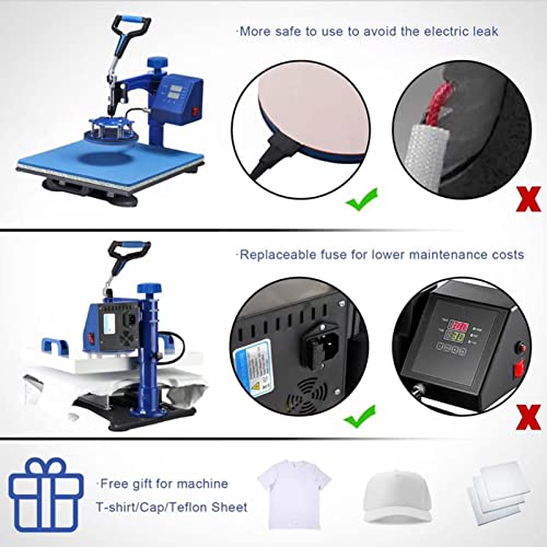 ENPAP Heat Press 15x15 Inch 8 in 1 Heat Press Machine 360-Degree Swing Away Digital T Shirt Press Machine Multifunction Sublimation Combo for T Shirts Mugs Hat Plate Cap Bottle ENPAP