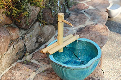 Bamboo Accents Zen Garden Water Fountain Kit - Adjustable Spout with Smooth Matte Finish, includes Submersible Pump - Ideal for Indoor & Outdoor Use, Container Not Included (12" Adj Half-Roun - WoodArtSupply