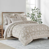 Levtex Home Adare Taupe Reversible King/Cal King Comforter Set (106x94in) with 2 Pillowcases (36x20in) - Floral Bedding - Taupe White - 100% Cotton King Size Comforter Set - Soft, Pre-Washed Levtex Home