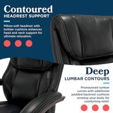 La-Z-Boy® Bellamy Executive Office Chair with Memory Foam Cushions, Real Wood Arms and Swivel Base, Waterfall Seat Edge, Faux Bonded Leather, Black La-Z-Boy