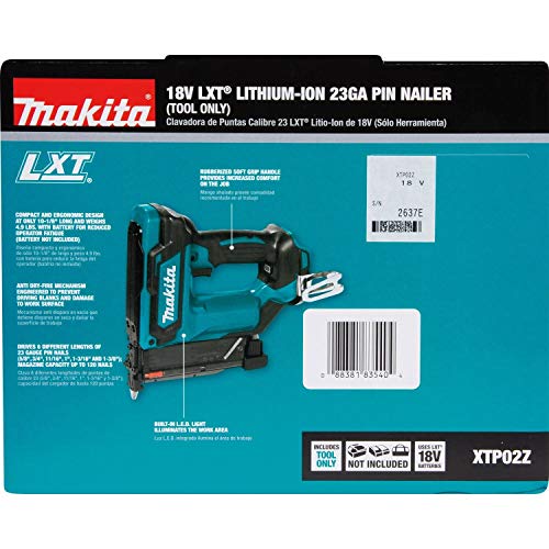 Makita XTP02Z-R 18V LXT Lithium-Ion Cordless 23 Gauge Pin Nailer (Tool Only) (Renewed) - WoodArtSupply