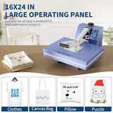 Heat Press 16x24in, Heat Press Machine, Even Heating Technology, Large Operating Panel, Industrial Digital Heat Transfer Machine Sublimation for T-Shirts, Clothes, Canvas Bags, Baby Blue GarveeTech